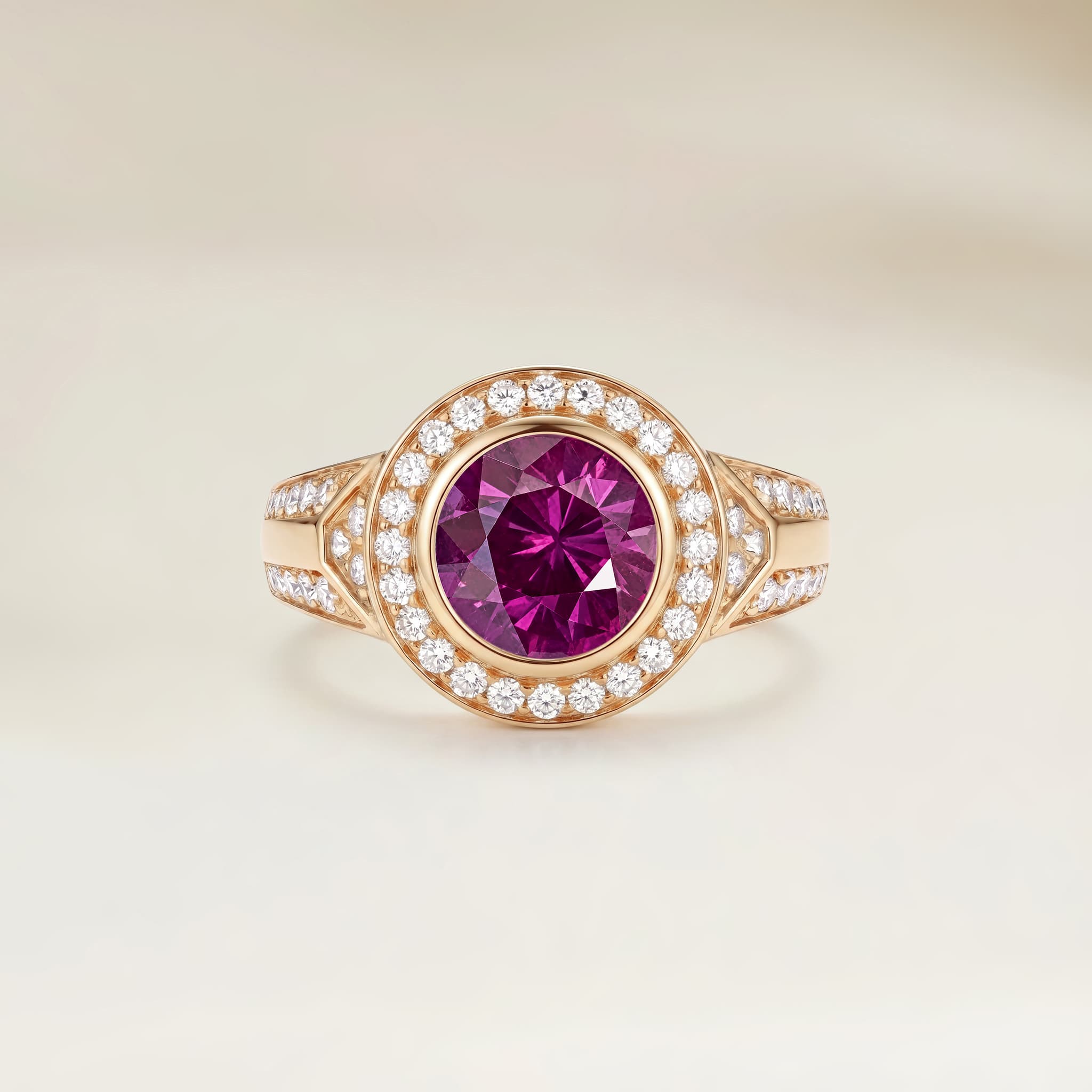 Bague Art Deco Saphir Rose Rond de 1,50ct