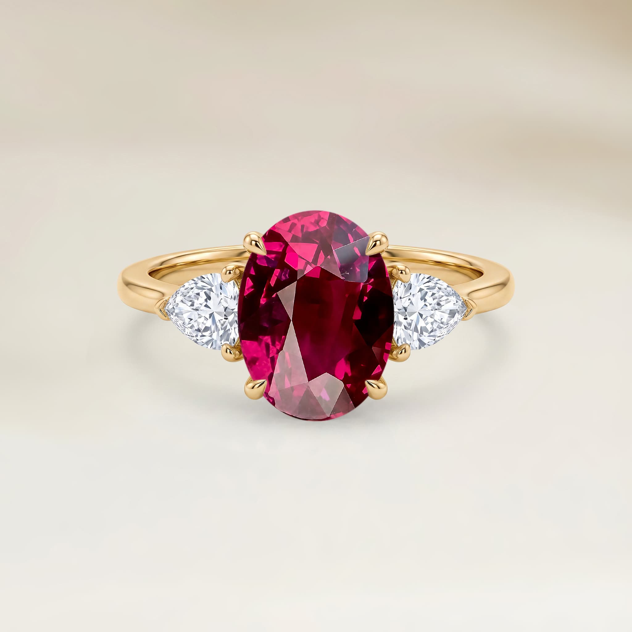 Bague Epaulé Rubis du Mozambique Ovale de 1,50ct