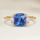 Bague Epaulé Saphir Bleu Coussin de 1,03ct
