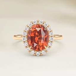 Anillo Vintage con Zafiro Naranja Ovalado de 1,60 ct