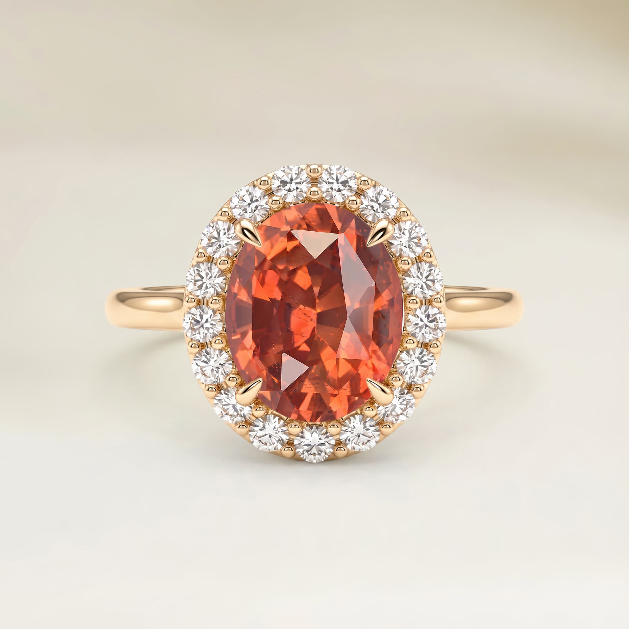 Bague Vintage Saphir Orange Ovale de 1,60ct