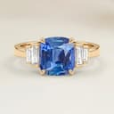 Bague Art Deco Saphir Bleu Coussin de 1,03ct