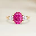 Bague Epaulé Saphir Rose Ovale de 1,27ct