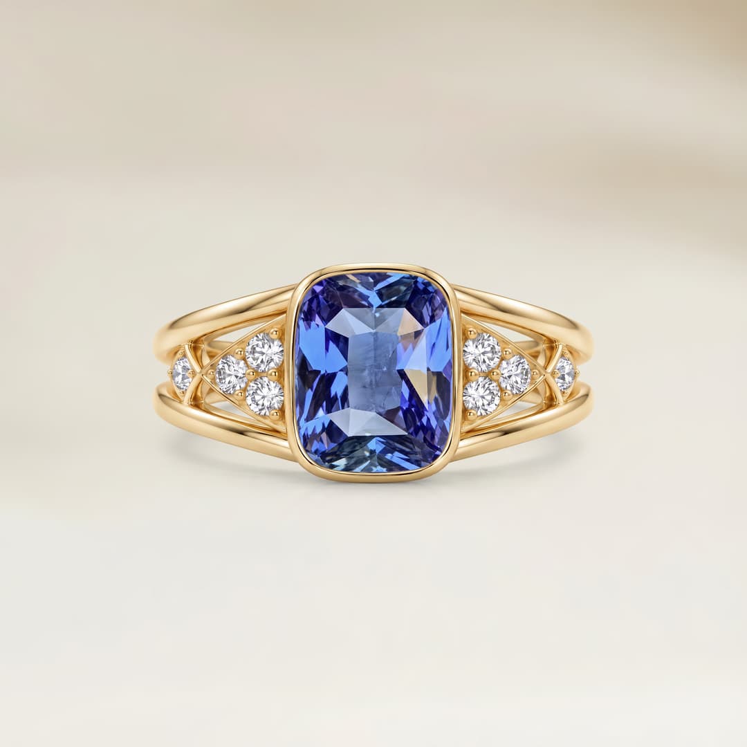 Modern 2.26ct Cushion Blue Sapphire Ring