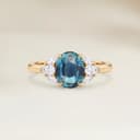 Bague Floral Saphir Teal Ovale de 2,01ct