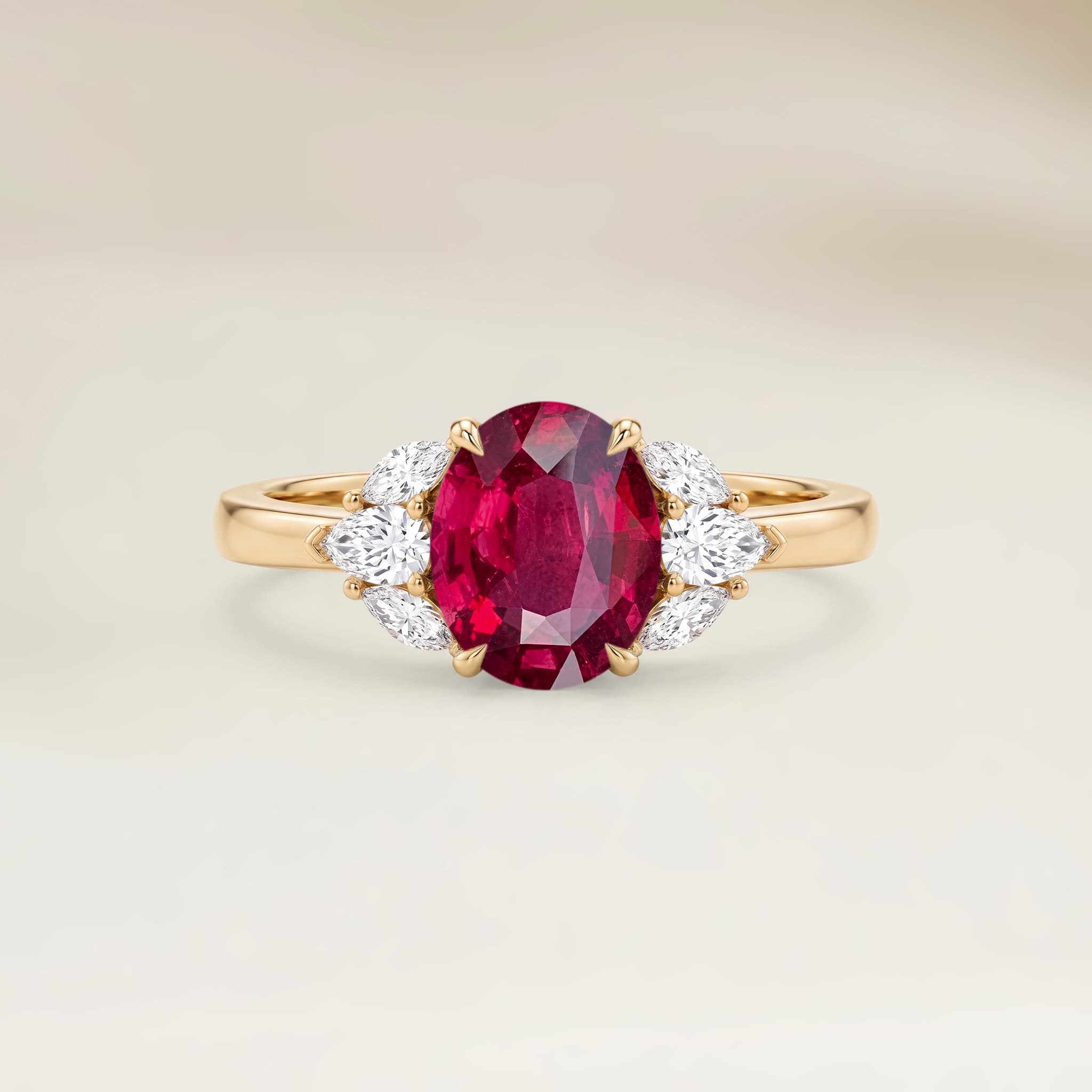 Bague Floral Rubis du Mozambique Ovale de 2,14ct