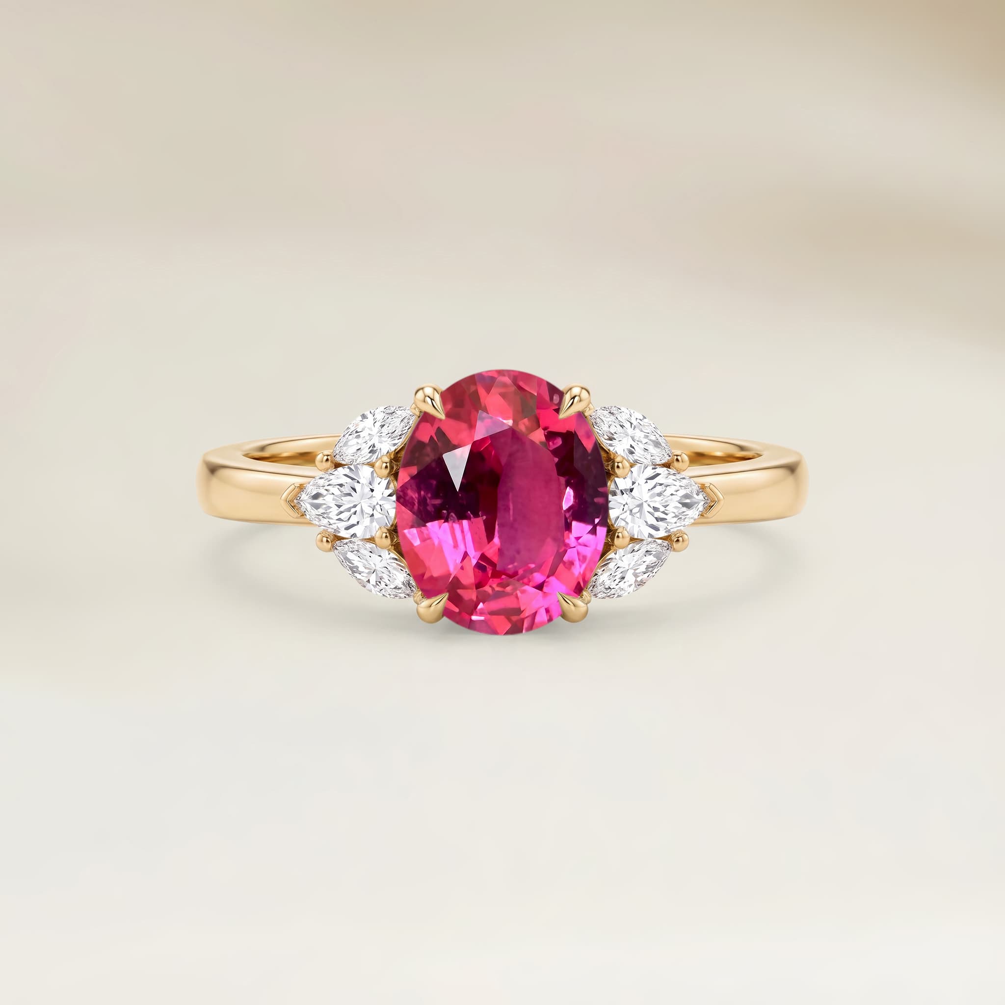Bague Floral Spinelle Rose Ovale de 1,59ct