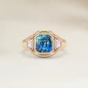 Bague Art Deco Saphir Teal de 1,12ct et diamants
