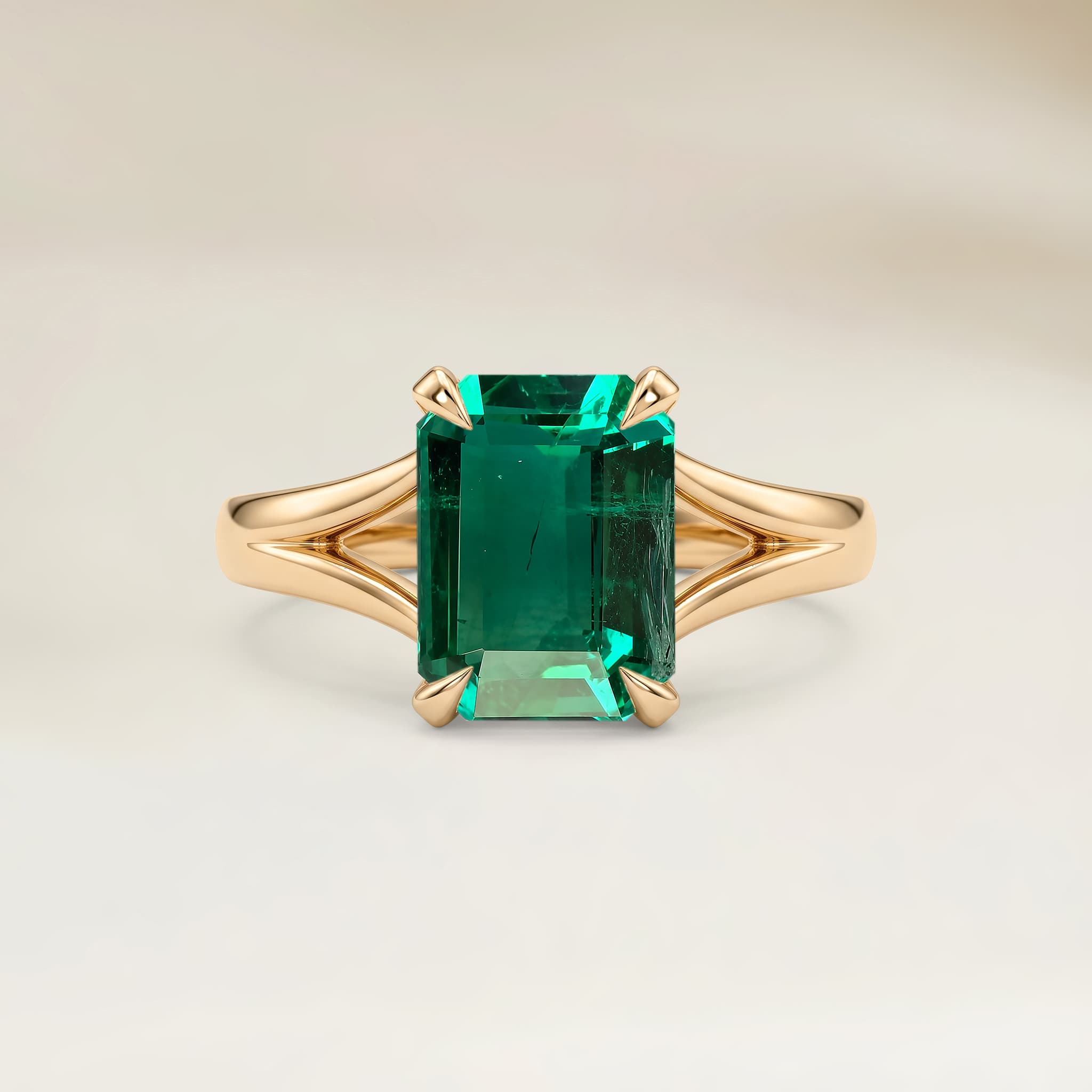 Bague Solitaire Emeraude de Zambie Rectangle de 1,46ct