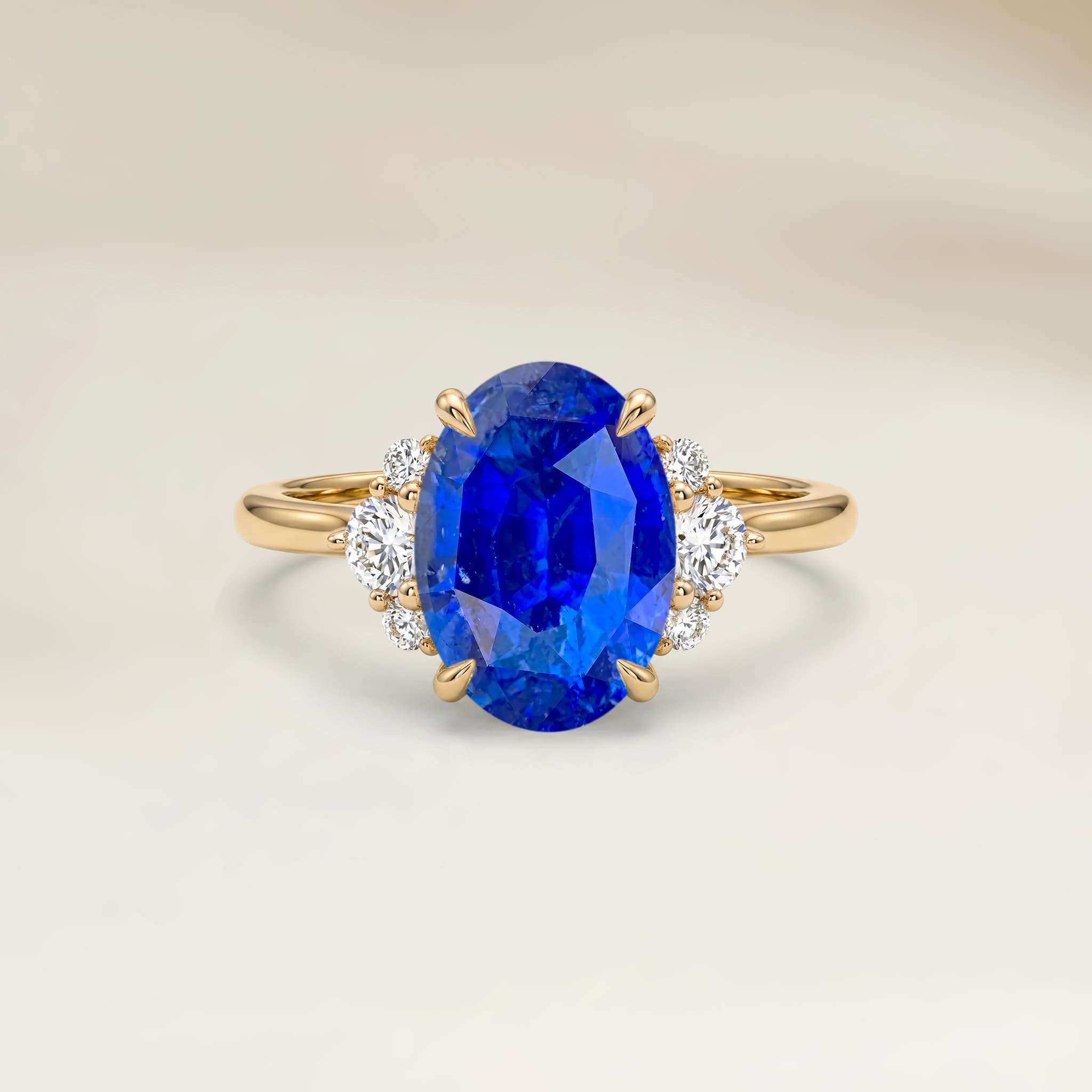 Bague Epaulée Saphir Bleu Ovale de 3,07ct