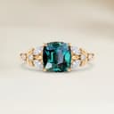 Bague Floral Saphir Teal Coussin de 1,61ct