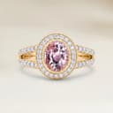 Bague Vintage Saphir Rose Ovale de 2,07ct