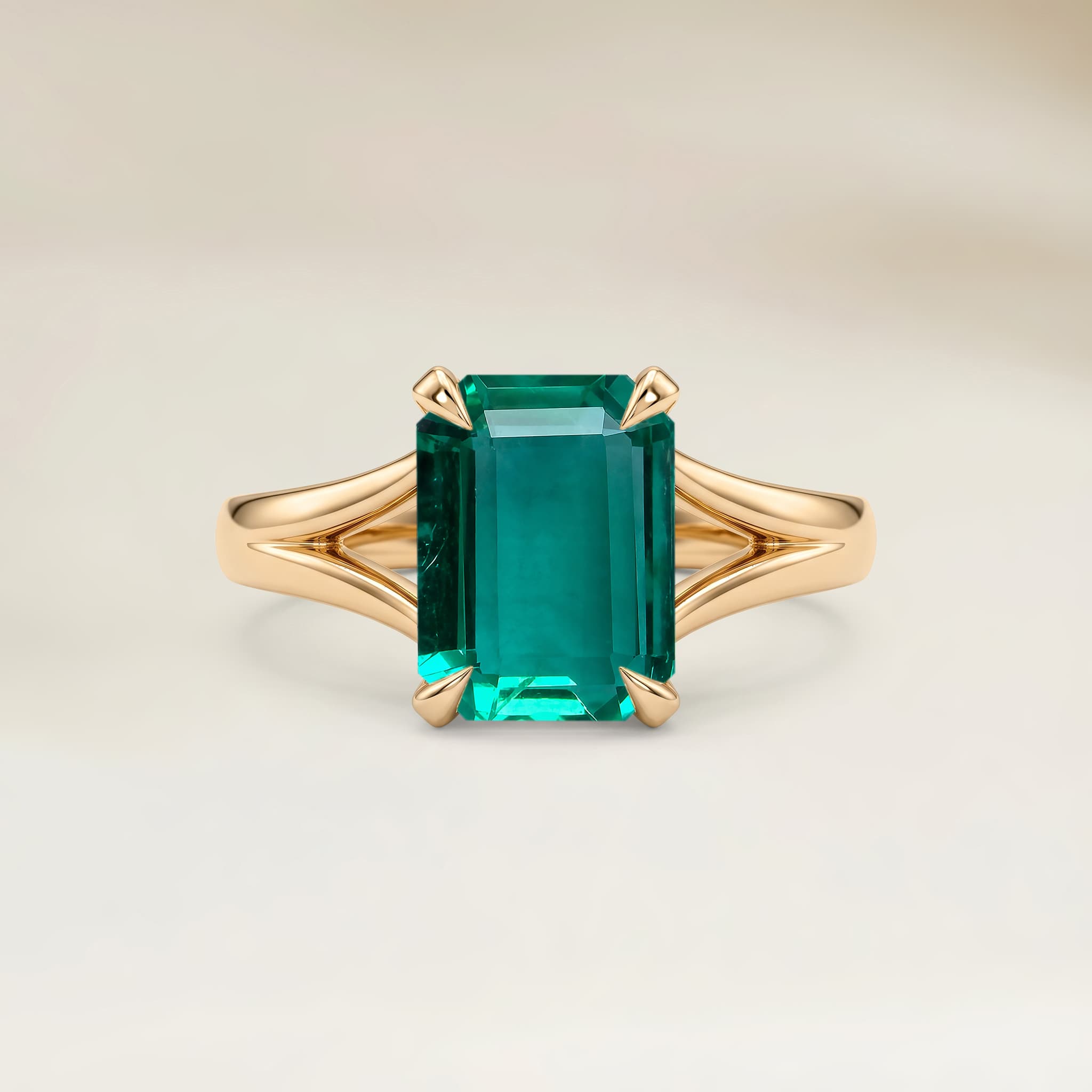 Bague Solitaire Emeraude de Zambie Rectangle de 1,34ct
