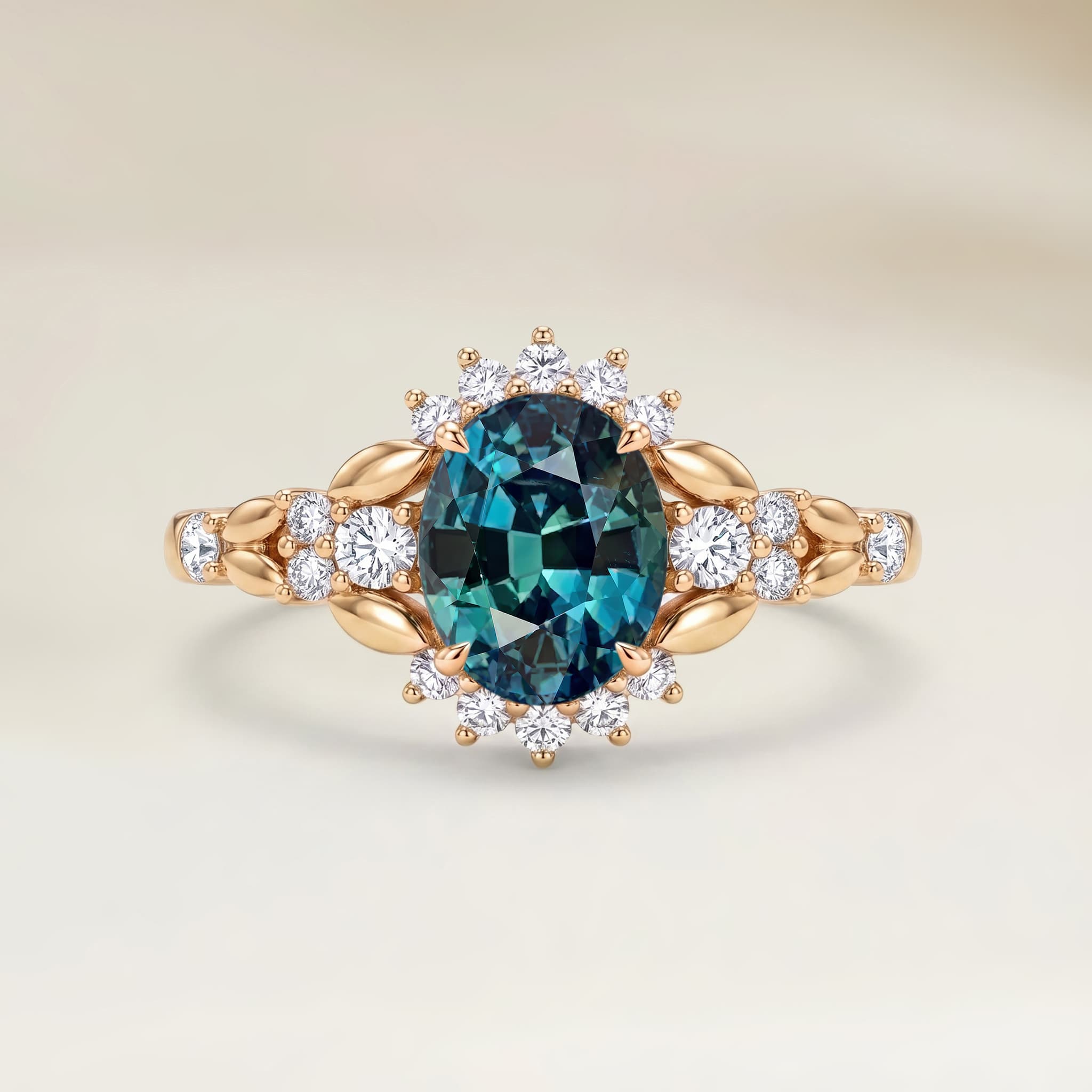 Bague Florale Saphir Teal Madagascar de 1,67ct image 2