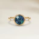 Bague Epaulé Saphir Teal Rond de 1,53ct