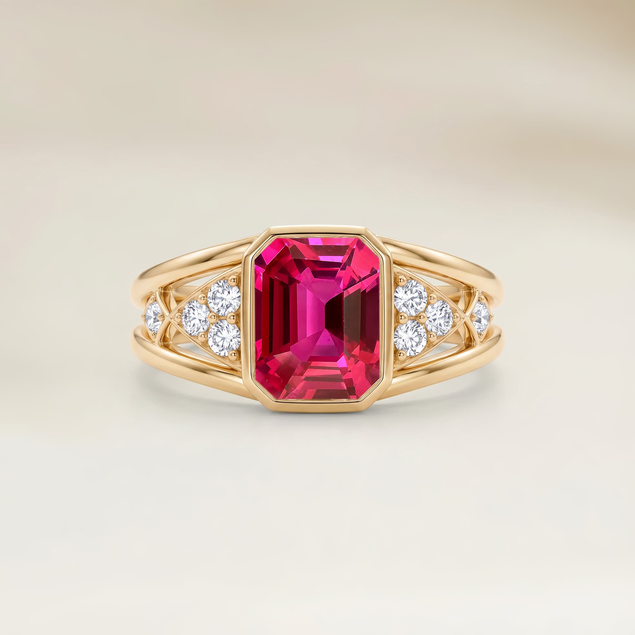 Bague Moderne Spinelle Rose Rectangle de 2,15ct