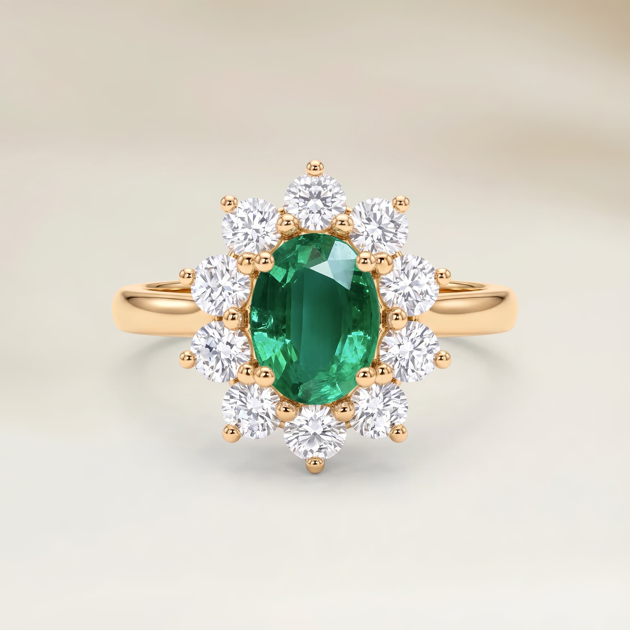 Bague Florale Emeraude de Zambie Ovale de 1,98ct