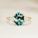 Bague Epaulé Saphir Teal Ovale de 2,04ct