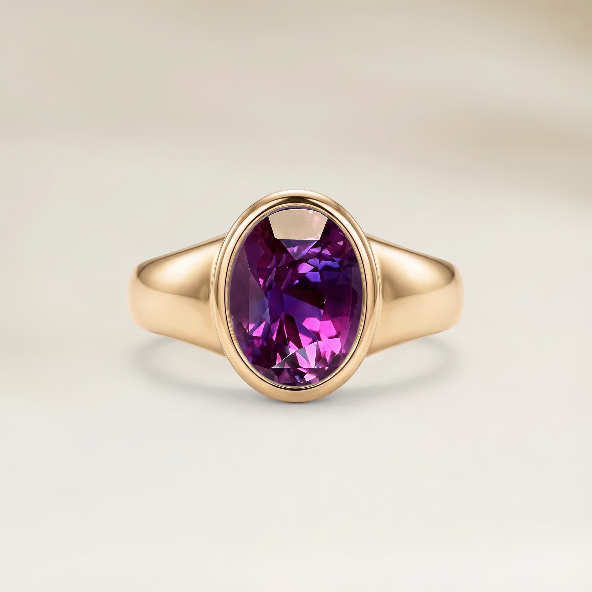 Bague Solitaire Saphir Violet Ovale de 1,49ct