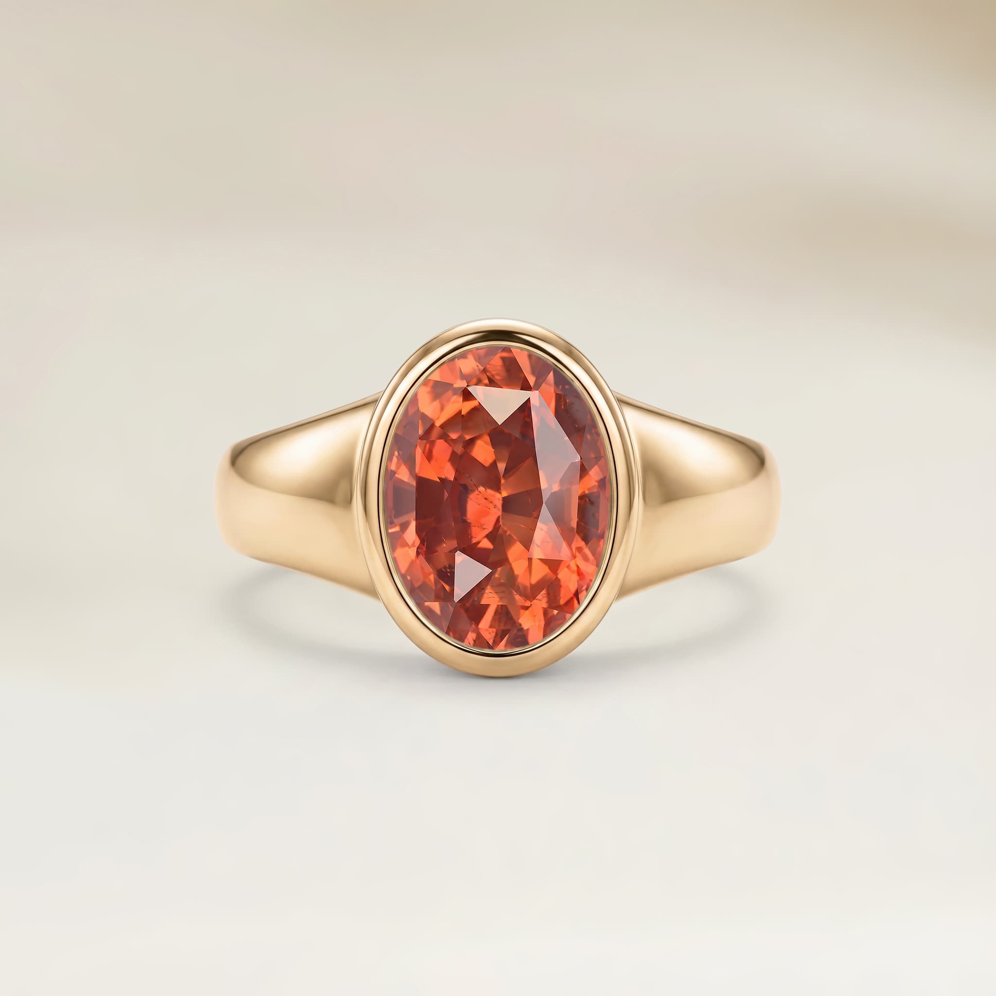 Bague Solitaire Saphir Orange Ovale de 1,60ct