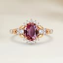 Bague Floral Saphir Padparadscha Ovale de 1,84ct