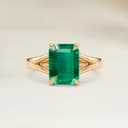 Bague Solitaire Emeraude de Zambie Rectangle de 1,25ct