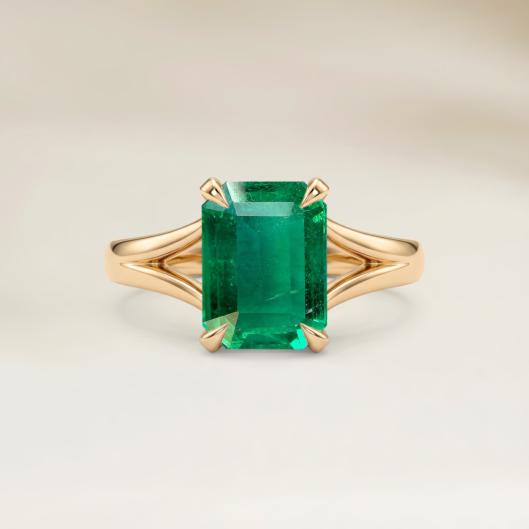 Bague Solitaire Emeraude de Zambie Rectangle de 1,25ct