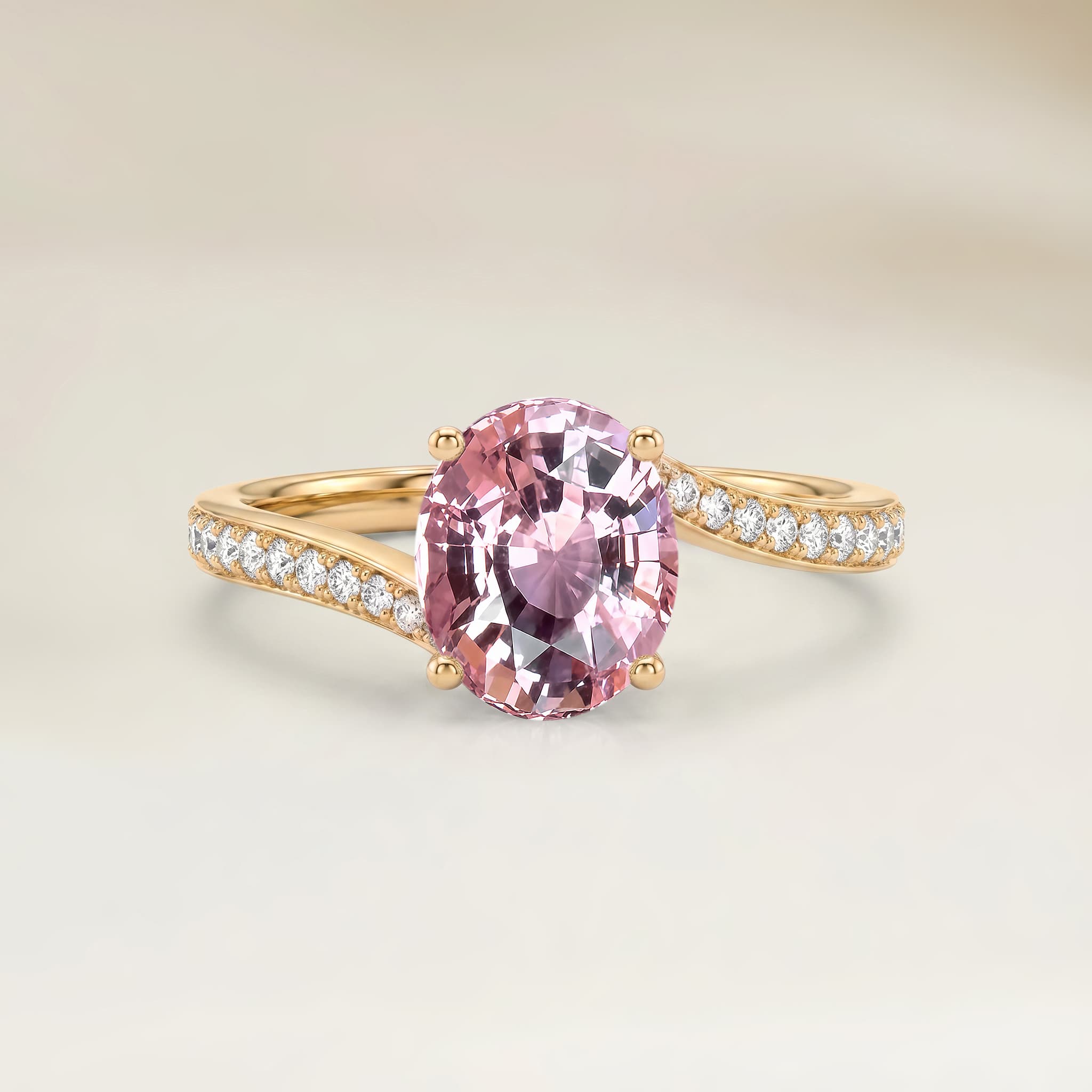 Bague Solitaire Saphir Rose Ovale de 2,07ct image 2