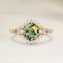 Bague Floral Saphir Teal Ovale de 1,54ct