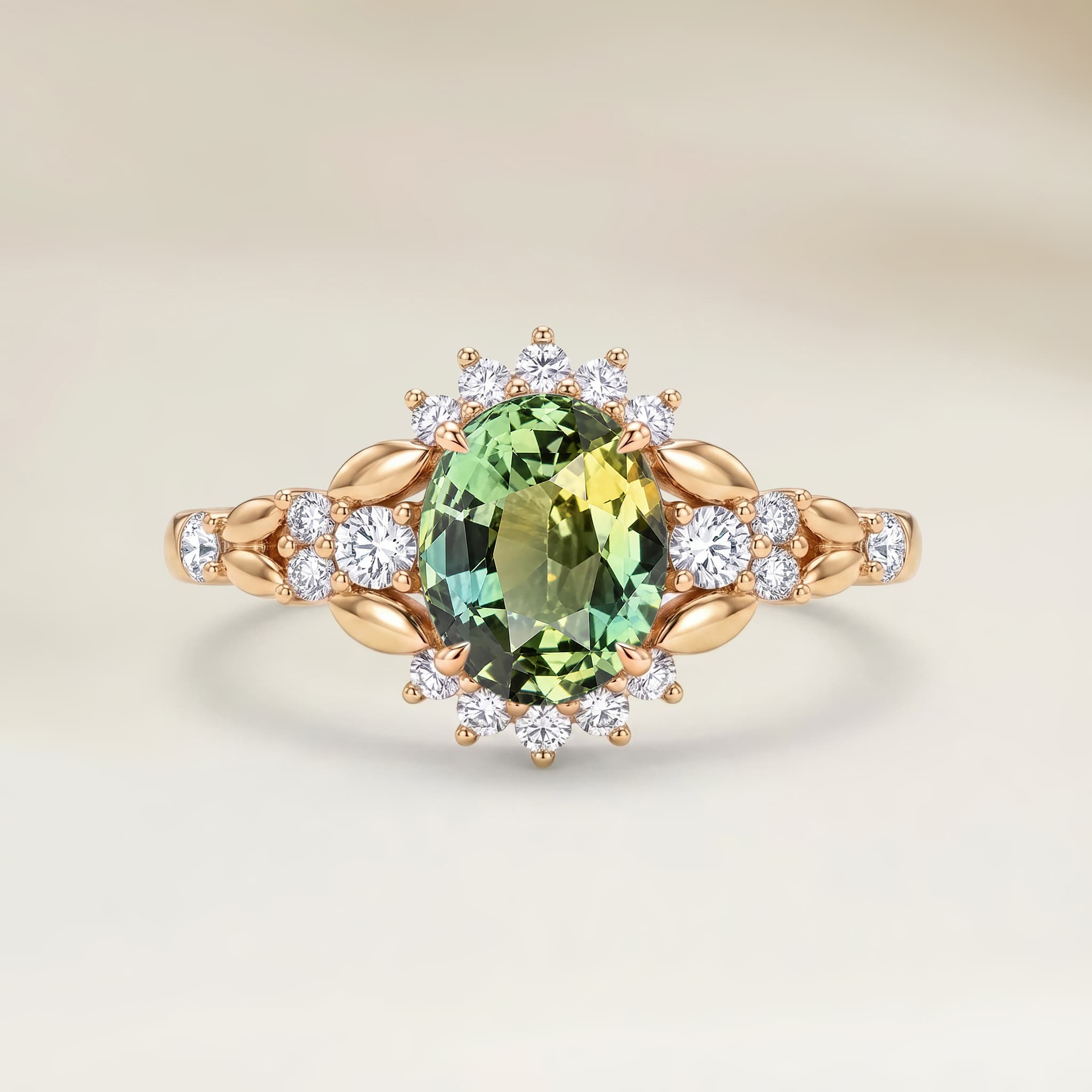 Bague Floral Saphir Teal Ovale de 1,54ct image 2