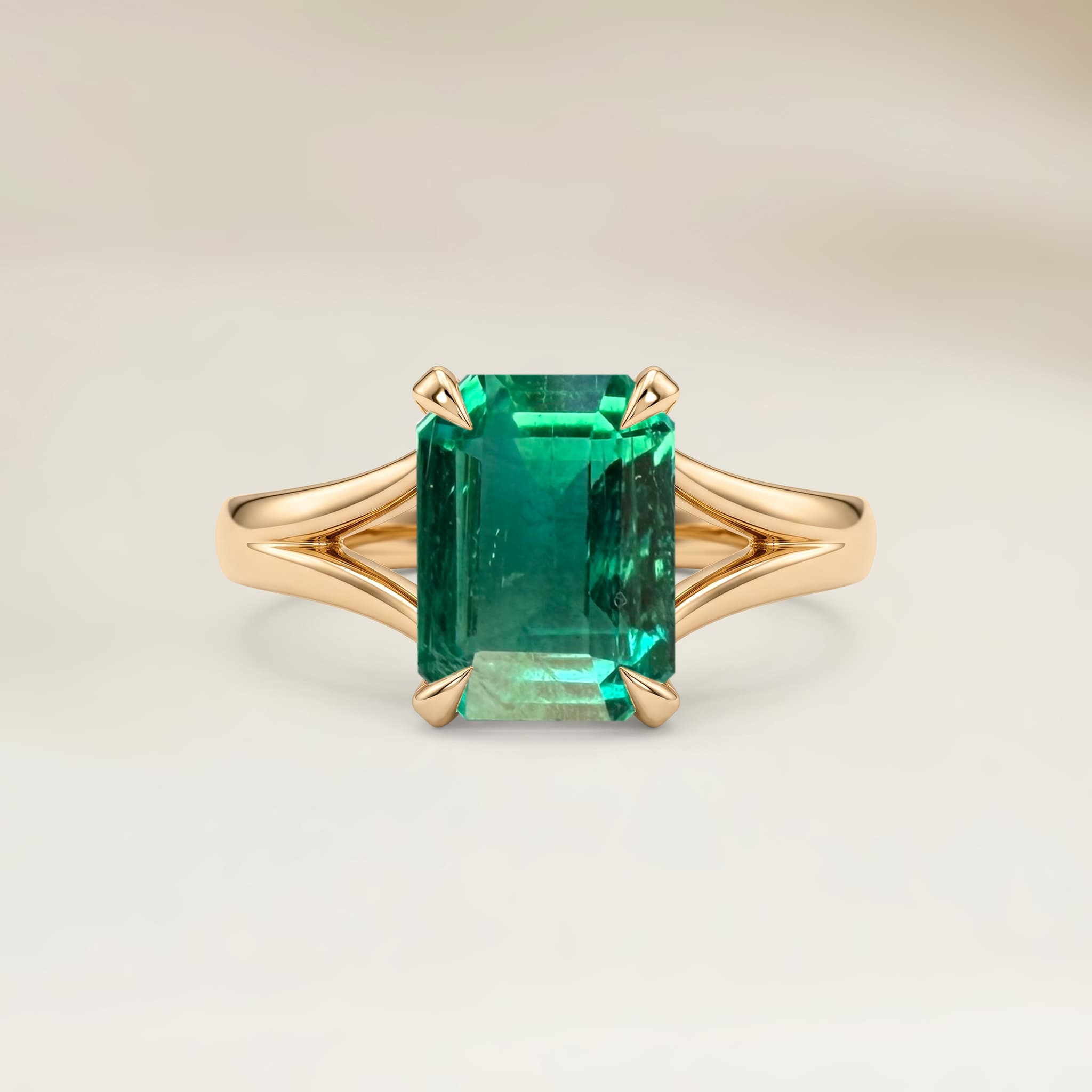 Bague Solitaire Emeraude de Zambie Rectangle de 1,73ct