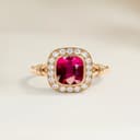 Bague Art Deco Saphir Hot Pink Coussin de 3,02ct