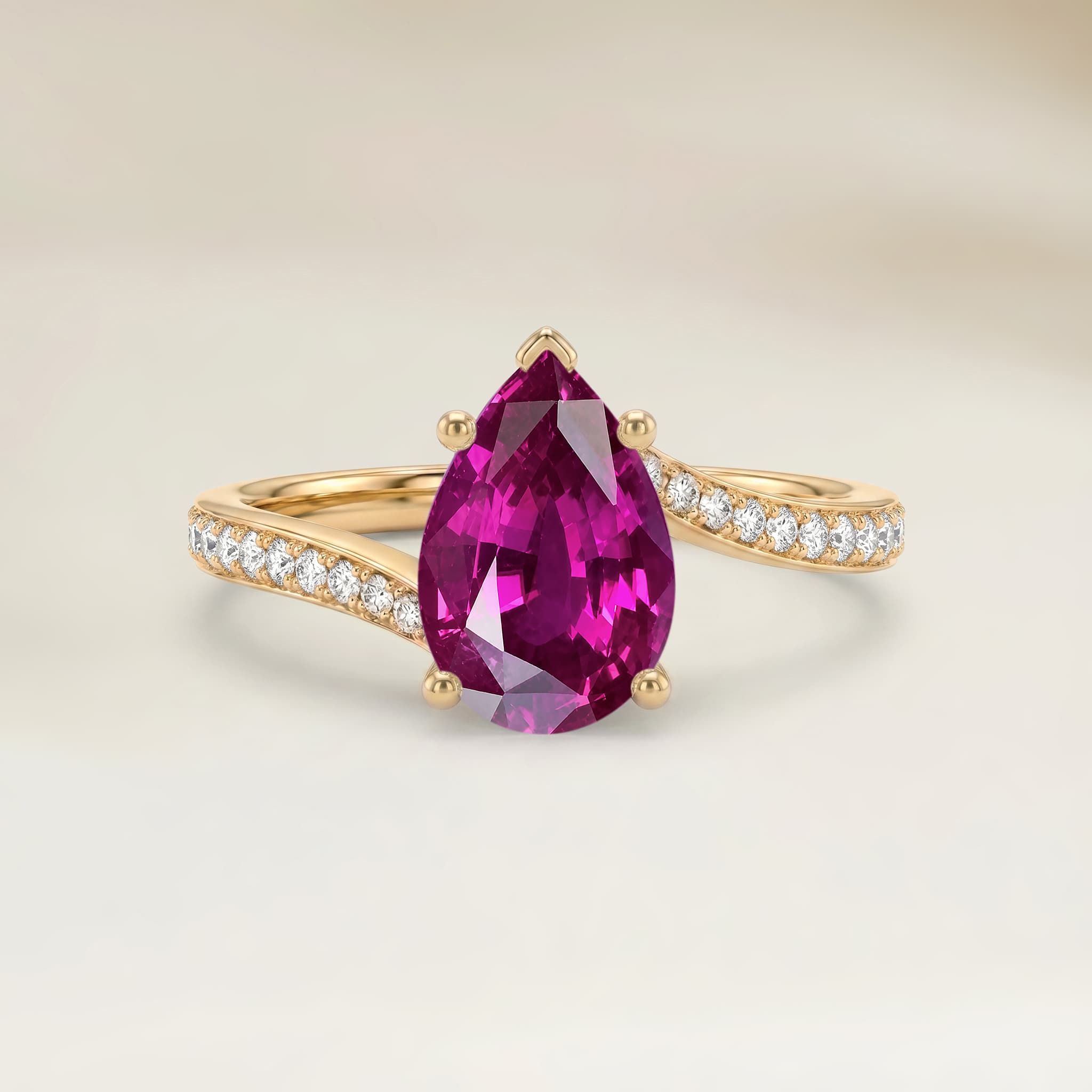 Bague Solitaire Saphir Rose Poire de 0,85ct