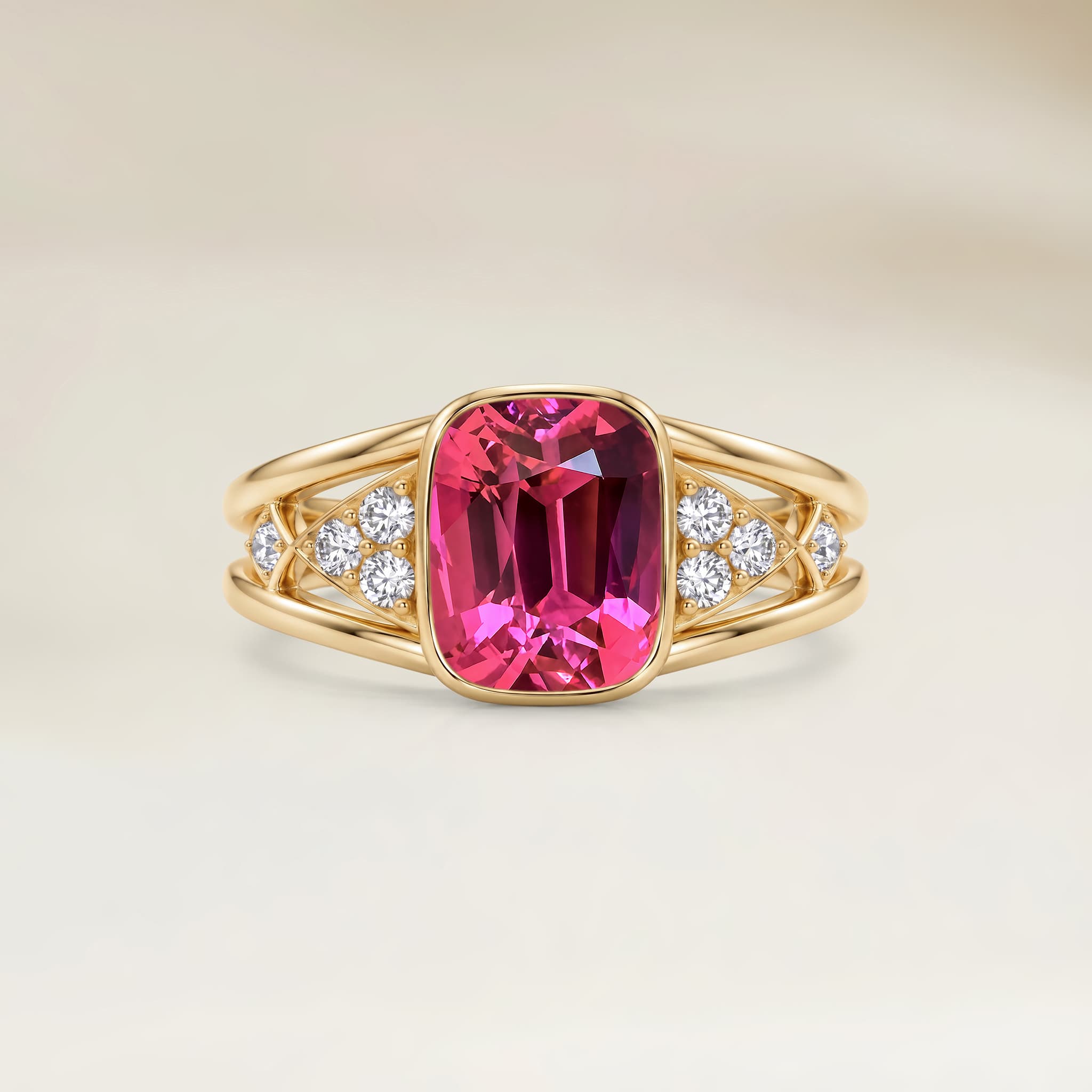 Bague Moderne Spinelle Rose Coussin de 2,02ct
