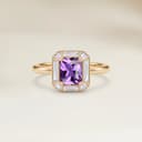 Bague Art Deco Saphir Violet Radiant de 1,60ct et diamants