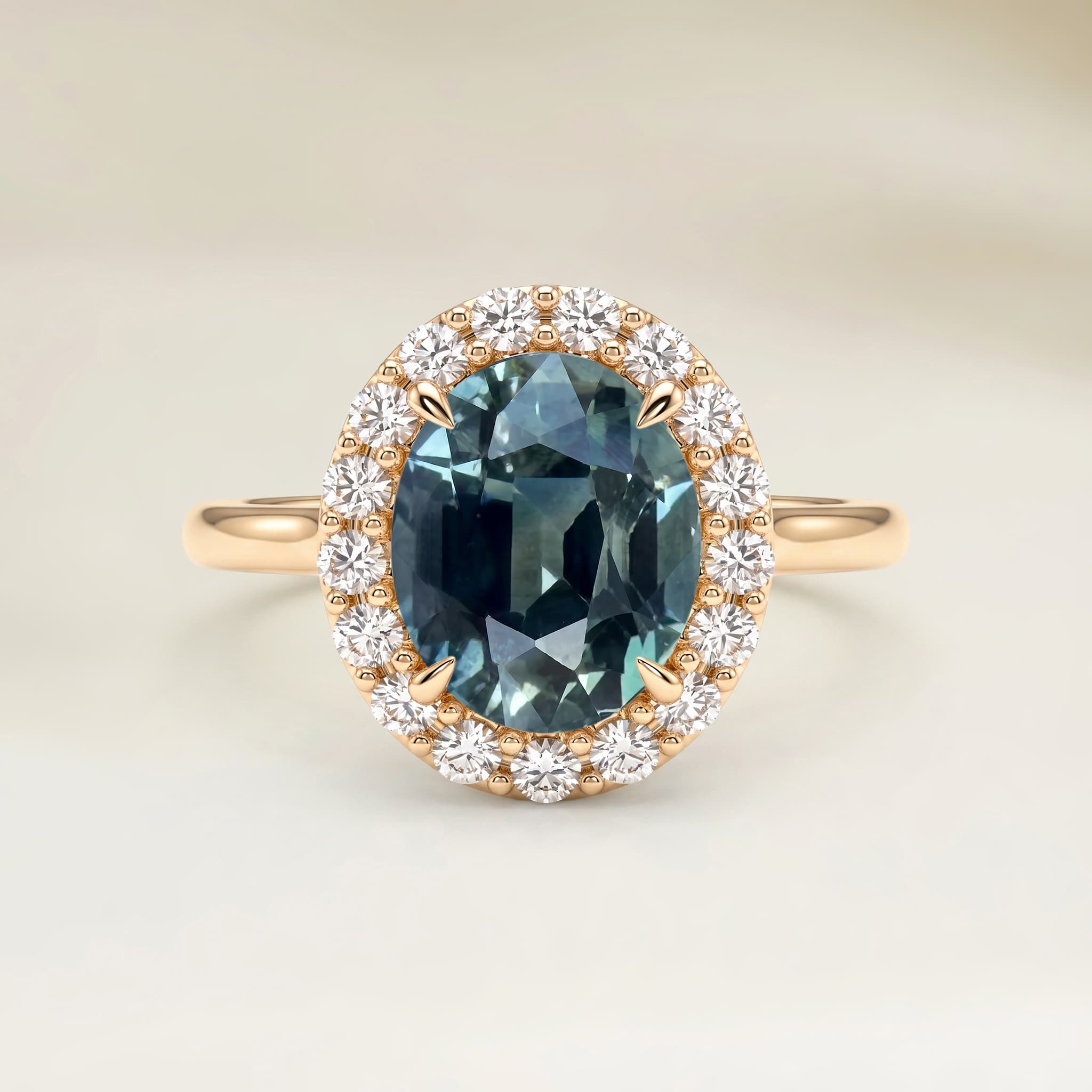 Bague Vintage Saphir Teal Ovale de 1,15ct