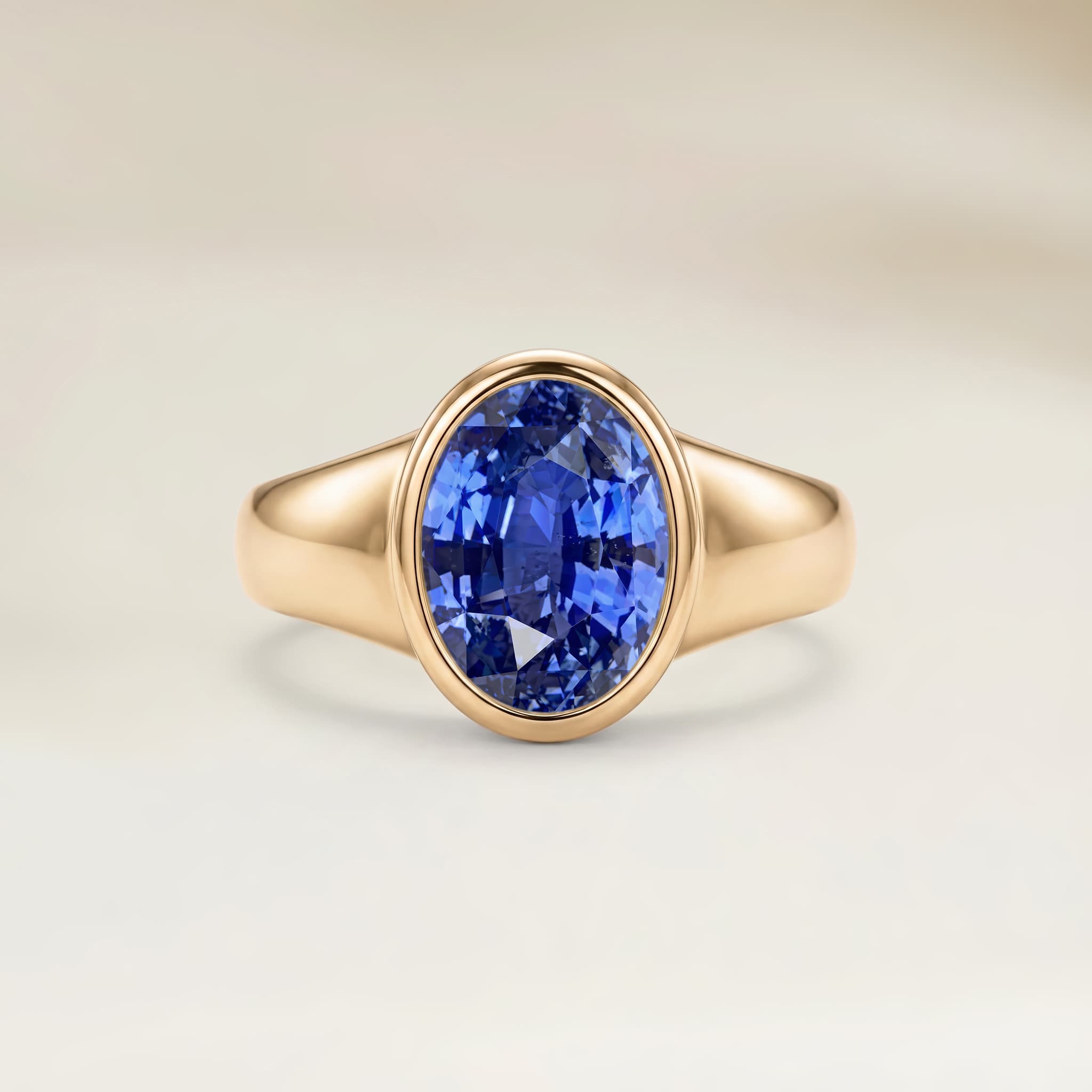 Bague Solitaire Saphir Bleu Ovale de 2,17ct