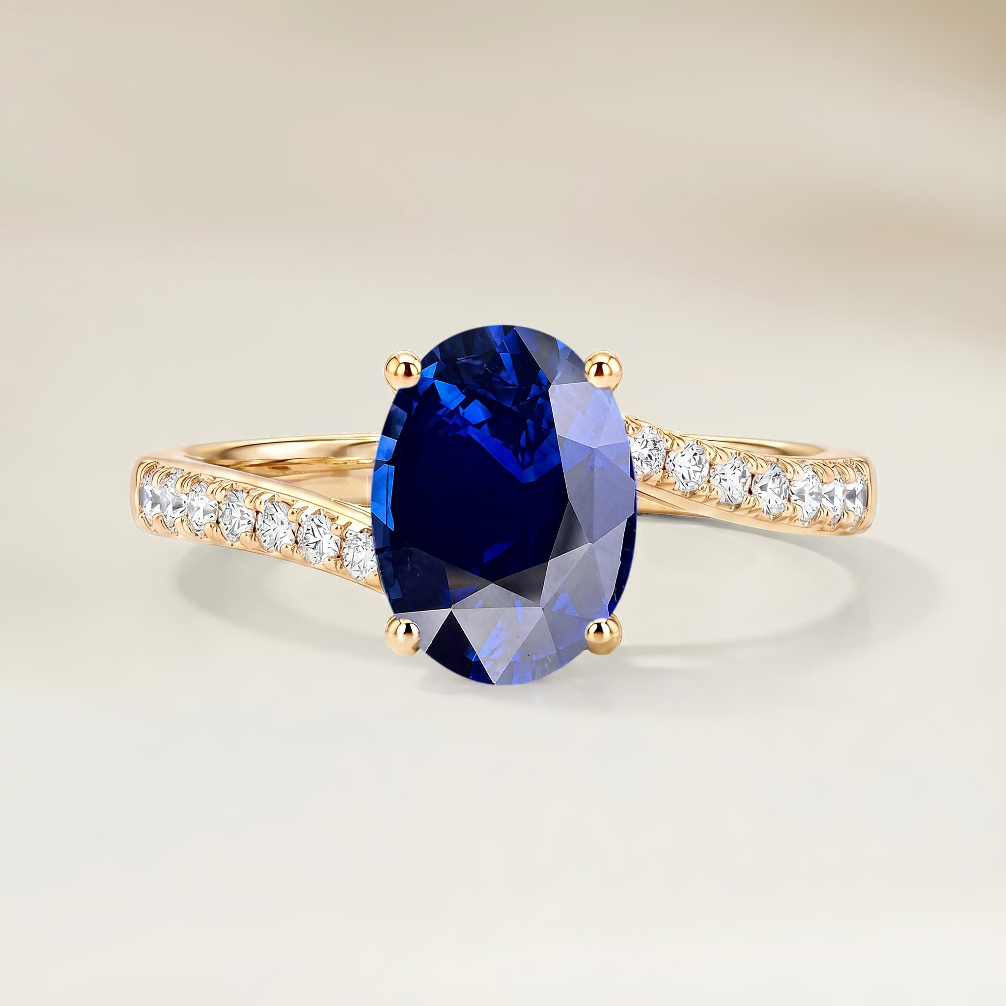 Bague Solitaire Saphir Bleu Ovale de 1,26ct