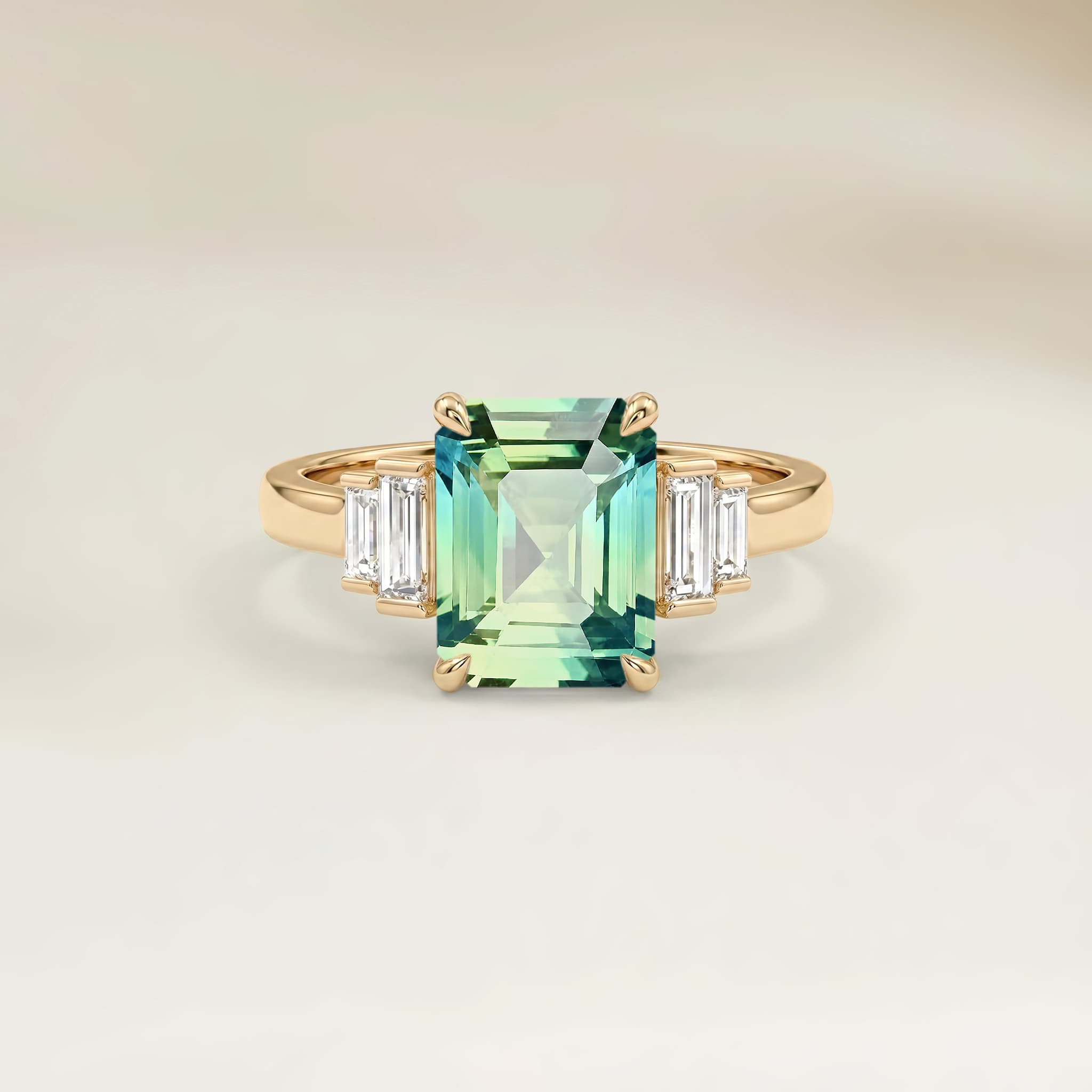 Bague Art Deco Saphir Emerald Cut de 1,55ct