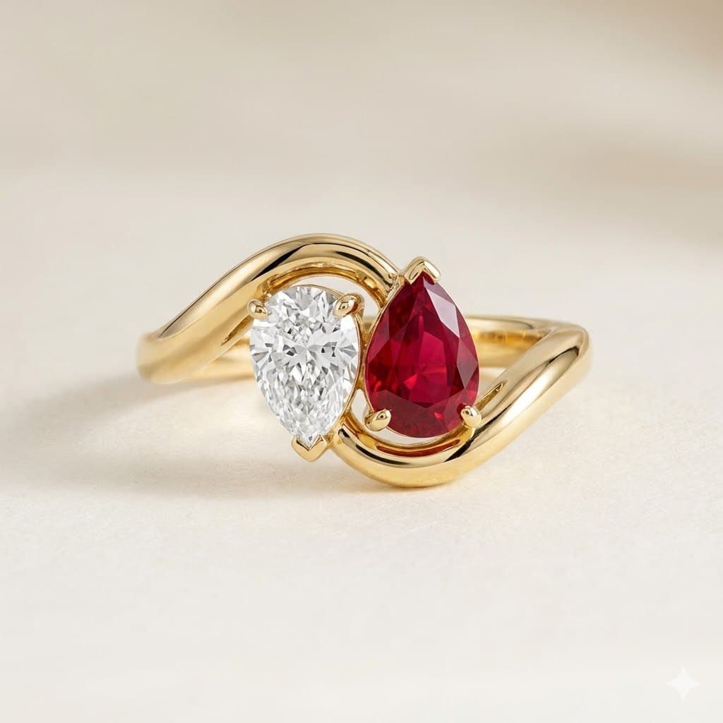 toi et moi rubis + diamant