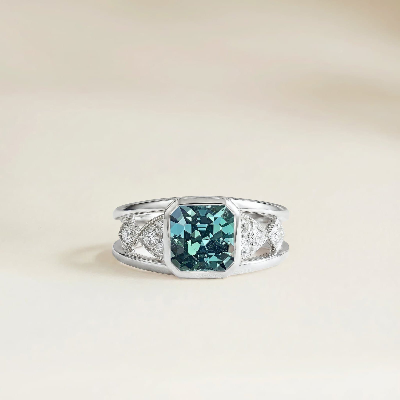 réalisation — saphir teal, 1,56 ct