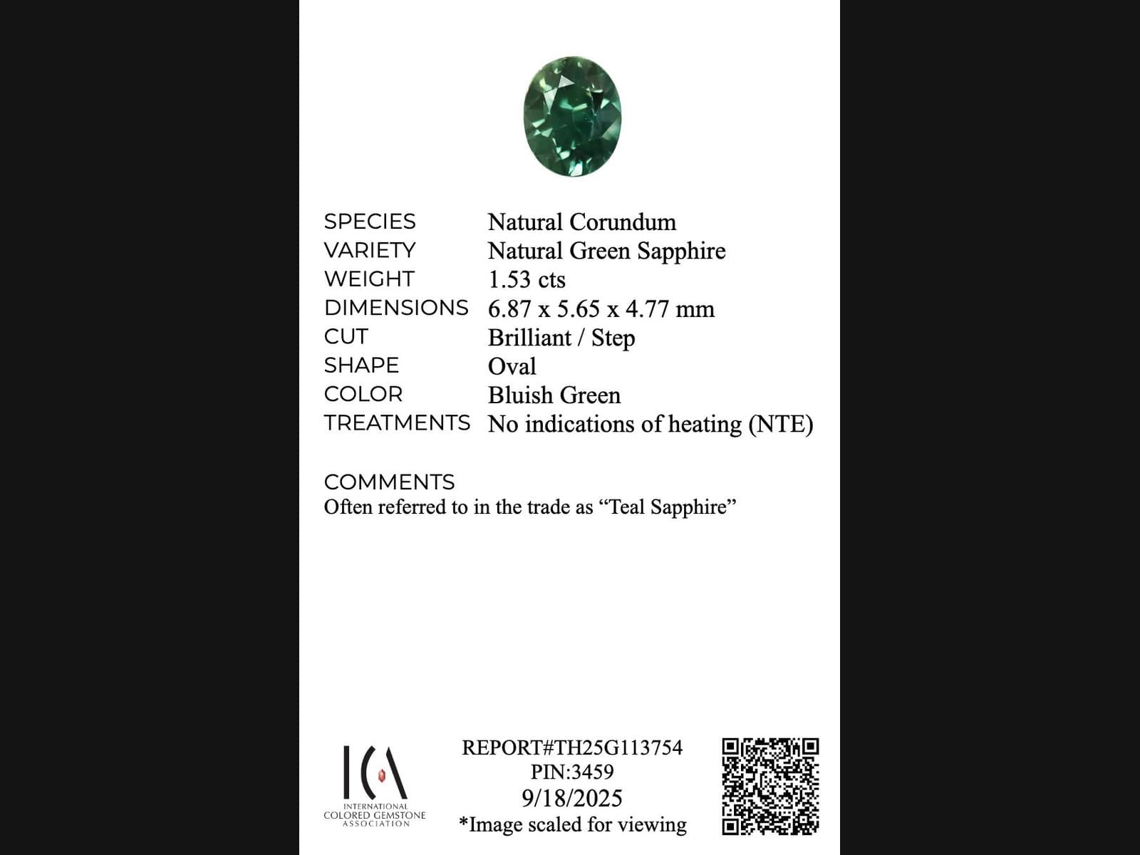 certificat anonymisé — identification d'espèce et ligne de traitement annotées
