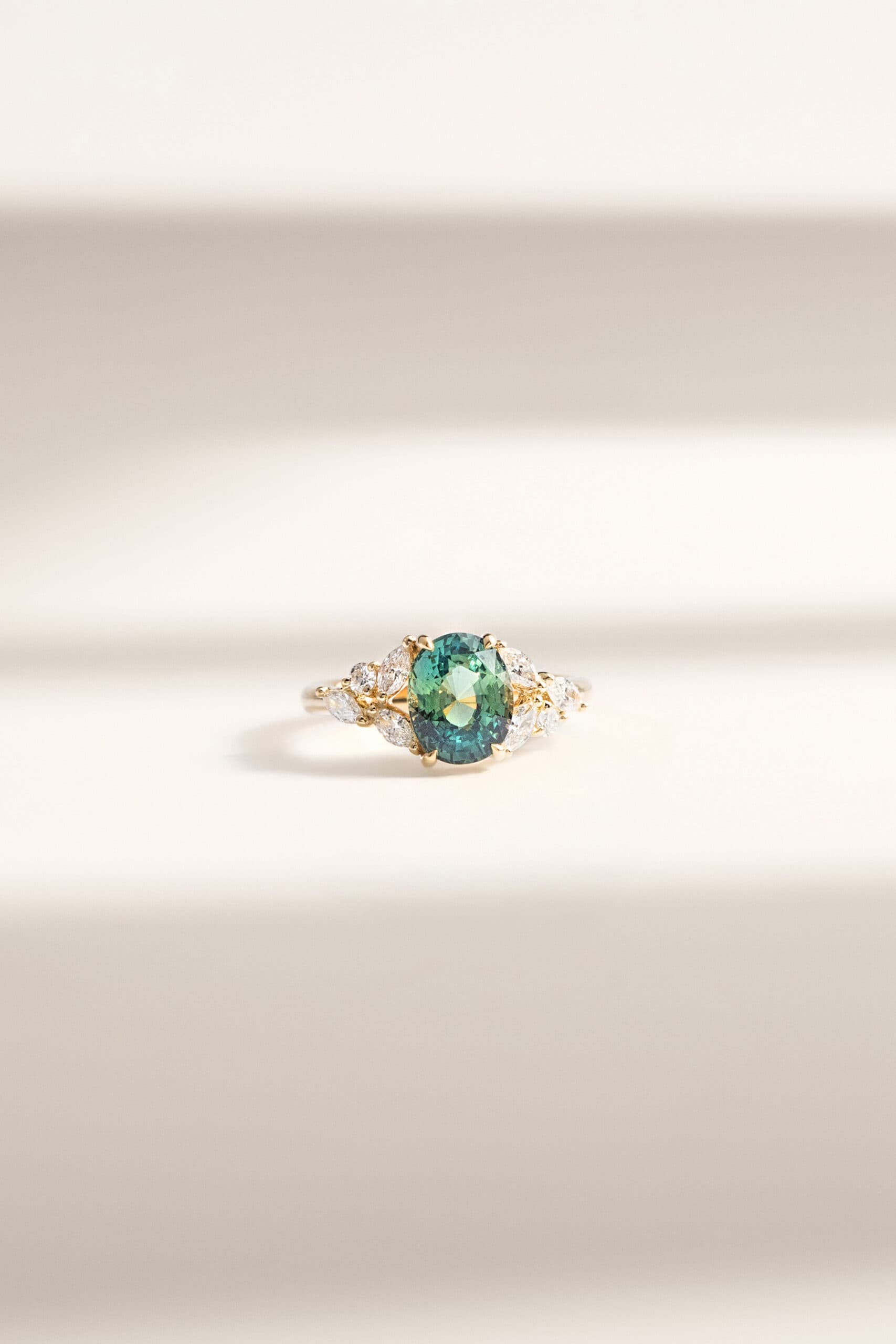 bague fiancailles saphir teal vert