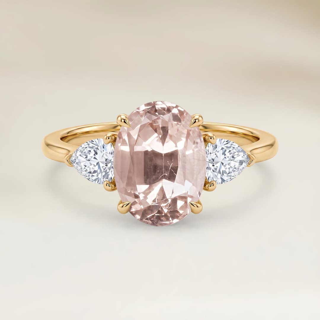 Ring Schulter-Fassung Pinker Turmalin Oval 1,64ct