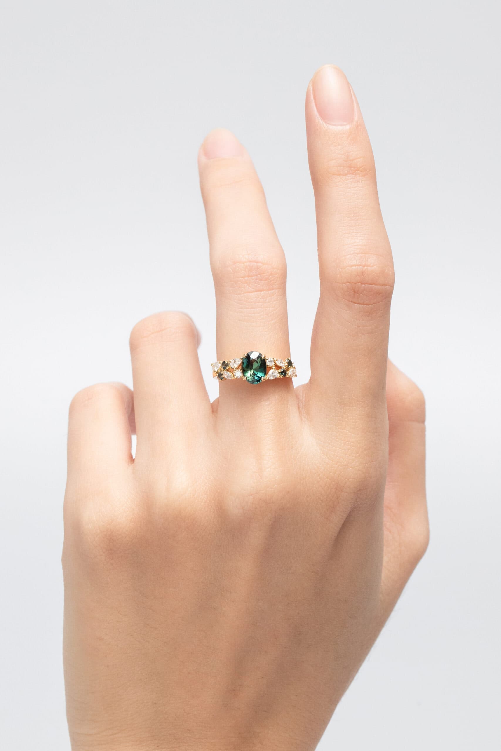bague fiancailles saphir vert
