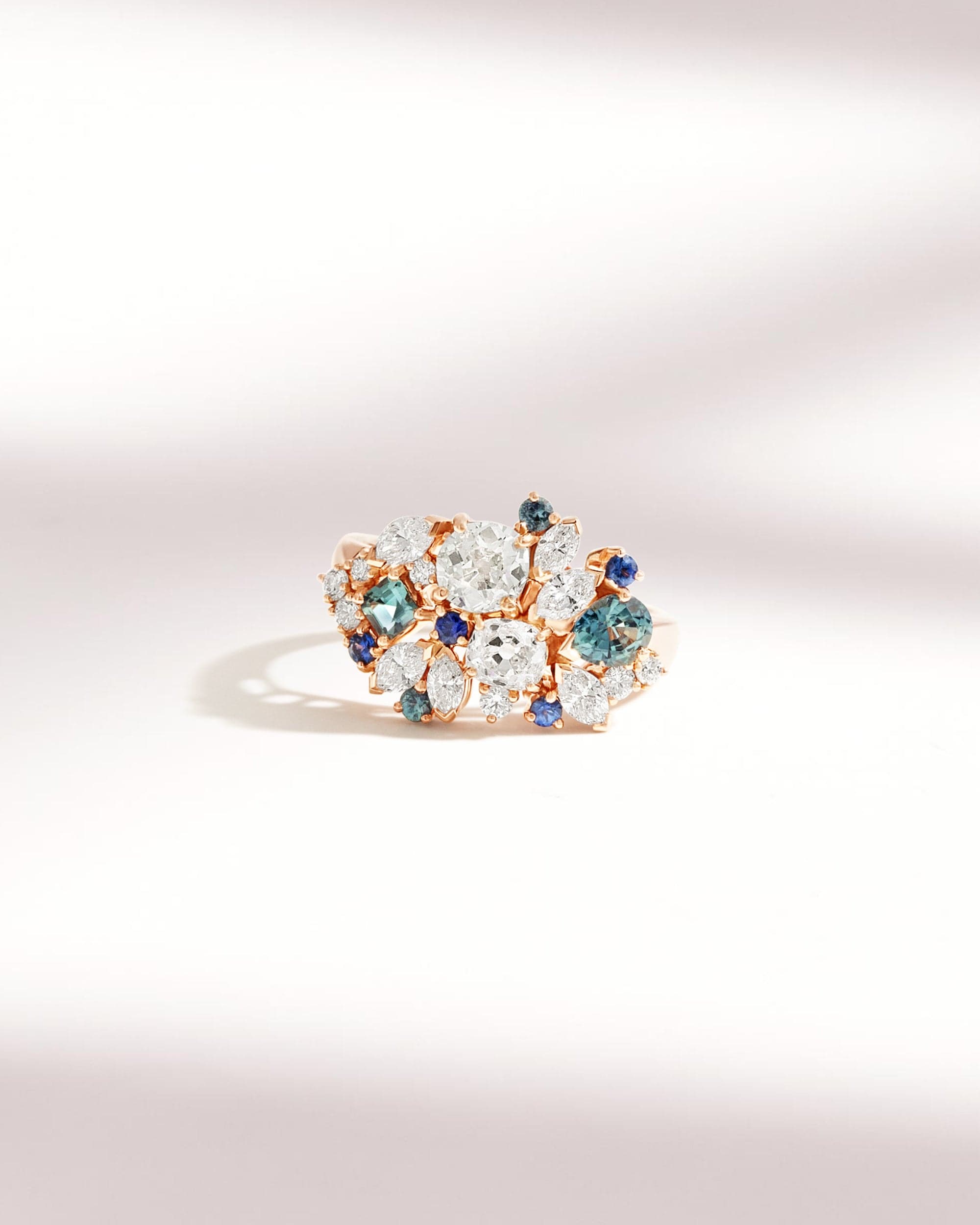 fiancailles saphirs et diamants florales