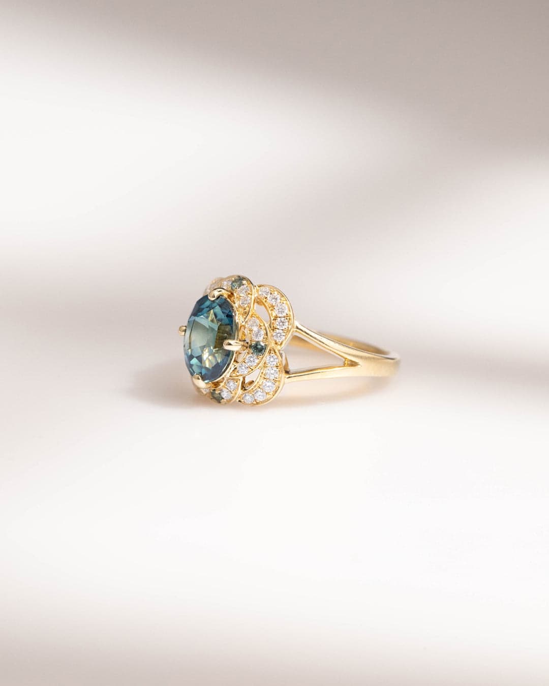 bague fiancailles saphir teal vintage