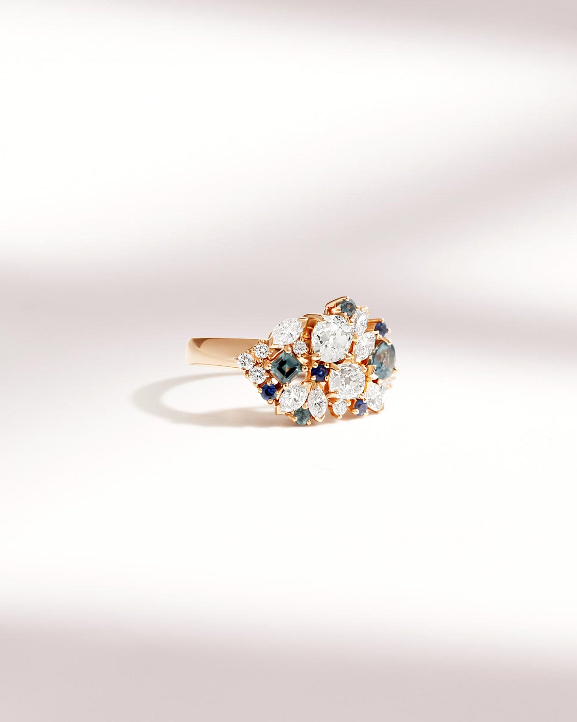 fiancailles saphirs et diamants florales