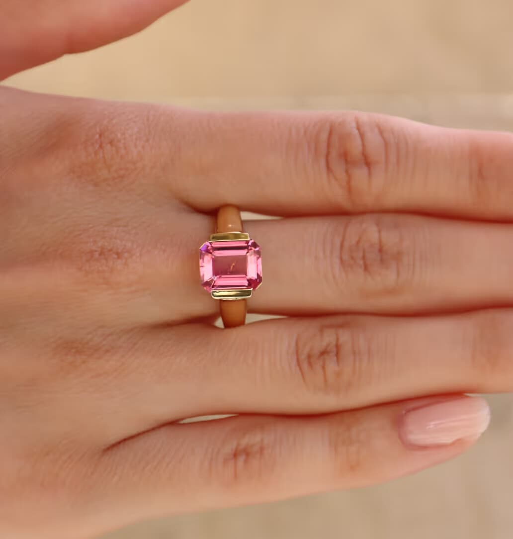bague tourmaline rose