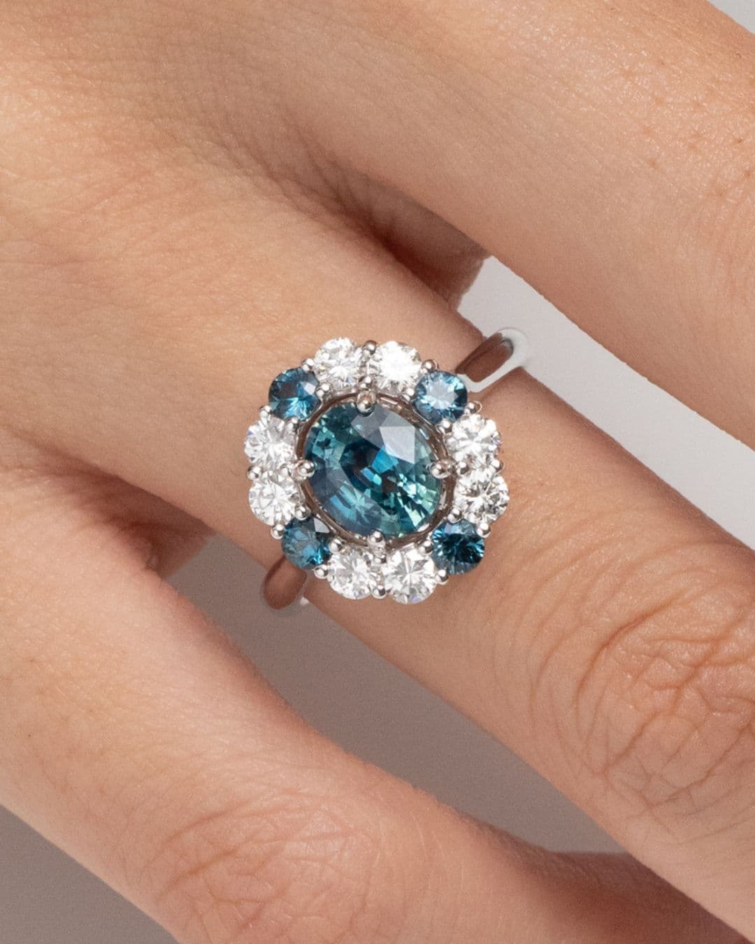 Bague de fiançailles avec Saphir Teal
